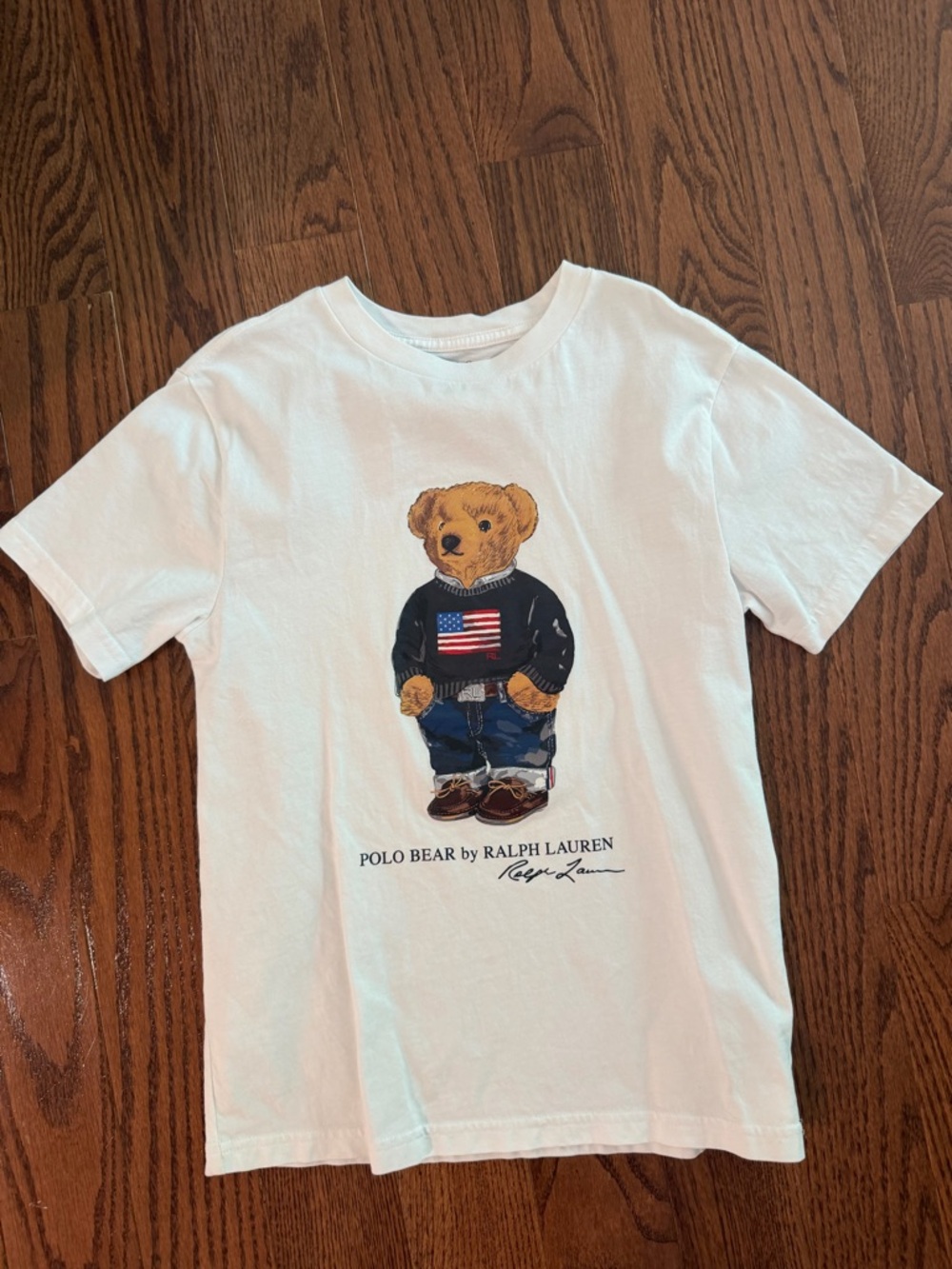 Boys Polo Ralph Lauren White Polo Bear Graphic Tee